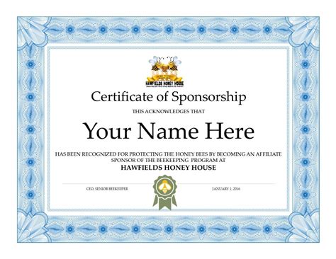 ?Free Sample of Certificate of Sponsorship Template?