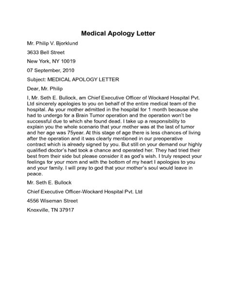 Medical Apology Letter Sample - Edit, Fill, Sign Online | Handypdf