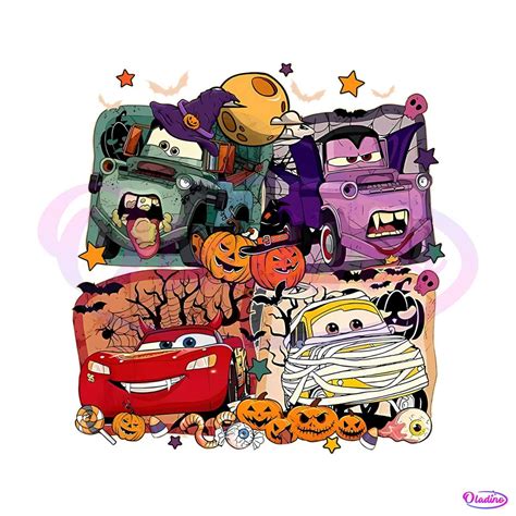 Vintage Disney Cars Characters Halloween PNG Download File