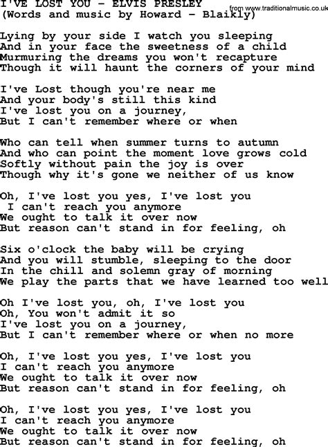 I've Lost You by Elvis Presley - lyrics