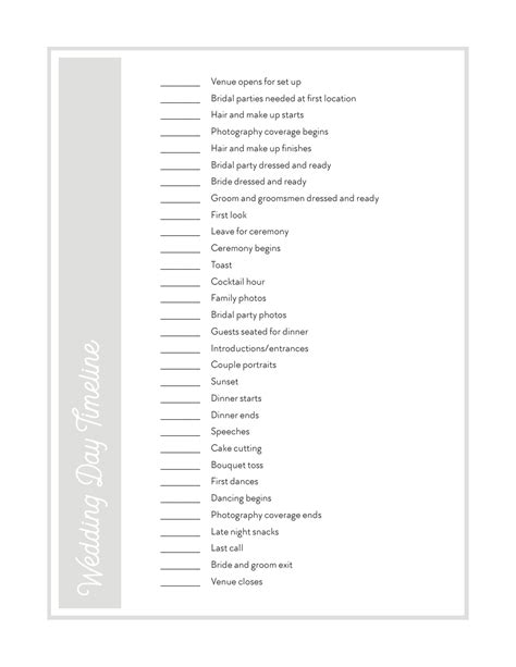 Wedding Day Timeline Template - Grey Download Printable PDF ...