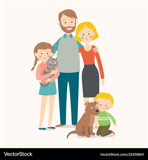 Appy family with pets Royalty Free Vector Image