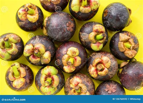 Mangostin Tropical Fruit on Yellow Antioxidant Top Stock Photo - Image of natural, nutrition ...