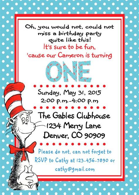 Printable PDF Dr.Seuss Invitations by ASweetCelebration on Etsy