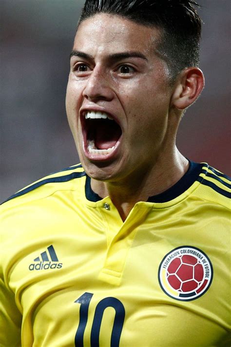 James Rodriguez of Colombia celebrates after scoring the first goal ...