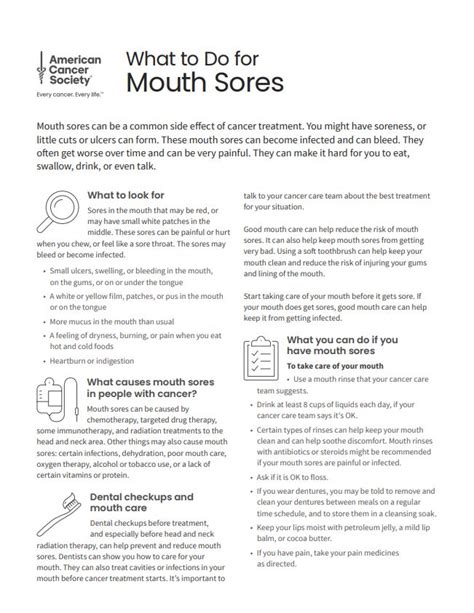 What to Do for Mouth Sores Tearsheet x 50 - English (2132.00 ...