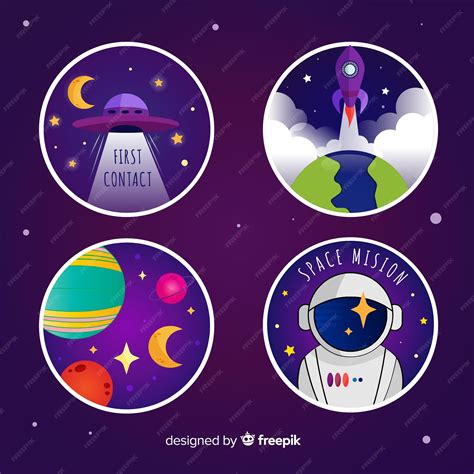 Premium Vector | Collection of cute illustrated space stickers