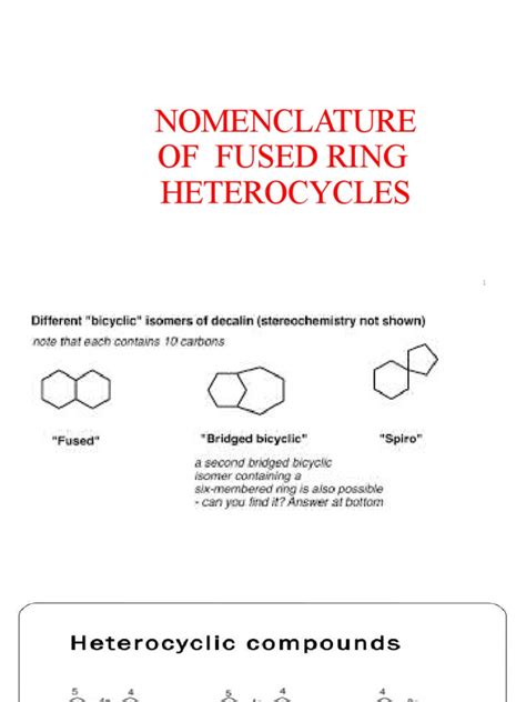 Fused - Heterocycles Nomenclature | PDF | Heterocyclic Compound ...