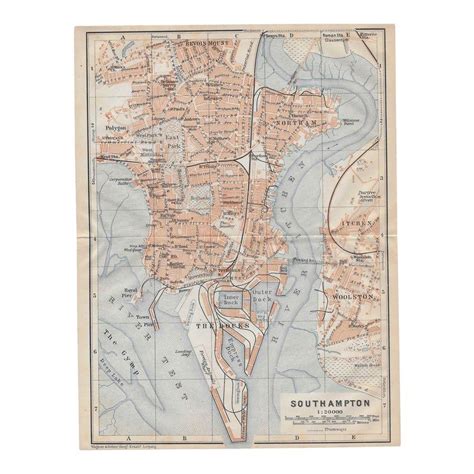 1910 Vintage Southampton England Map | Southampton united kingdom ...