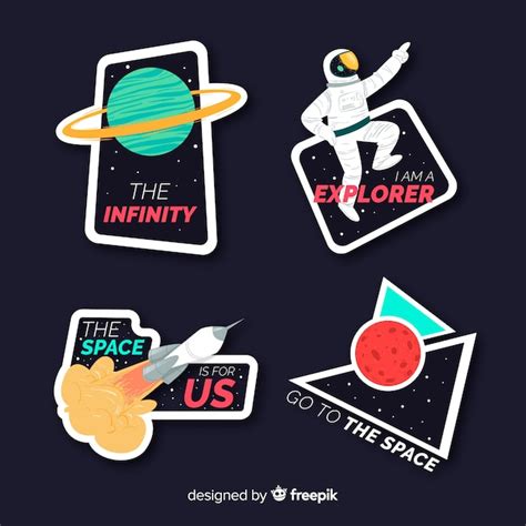 Cute colourful space stickers collection Vector | Free Download