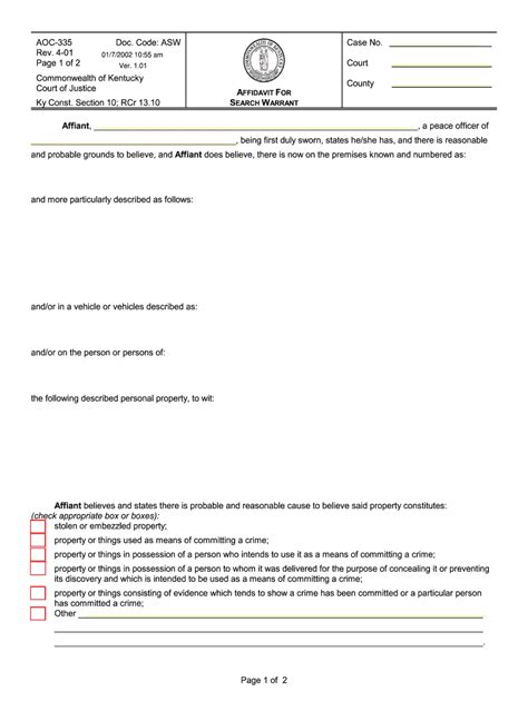 Affidavit for Search Warrant - Forms: Fill out & sign online | DocHub