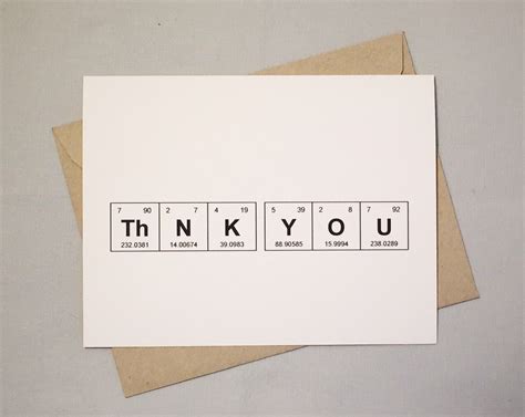 Thank You Chemistry Card Set Periodic Table of the Elements - Etsy