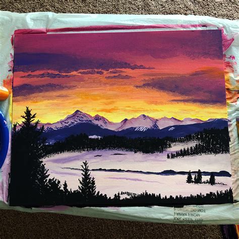 √ Sunset Painting Mountains - Popular Century