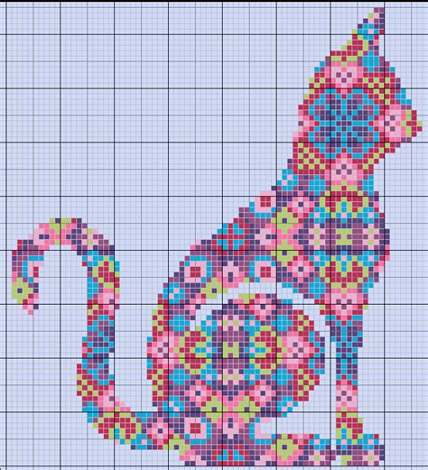 Three colourful cat cross stitch patterns | Cross stitch designs, Cat ...