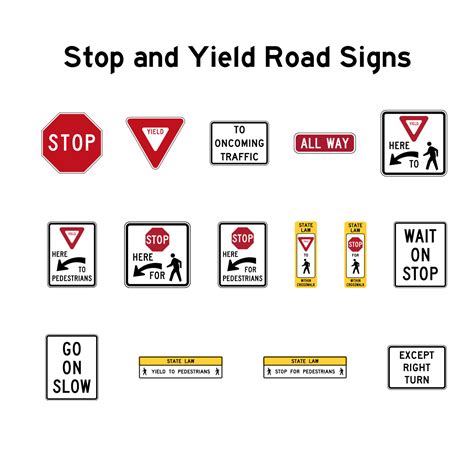 Stop and yield road signs. Vector road signs. 13709715 Vector Art at ...