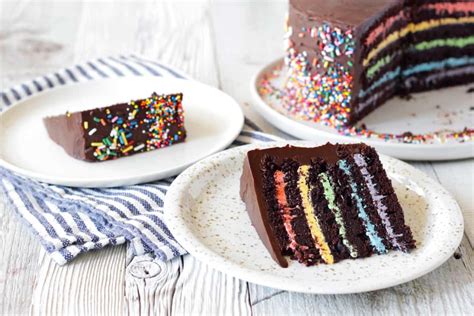 Chocolate Rainbow Cake - Living on Cookies