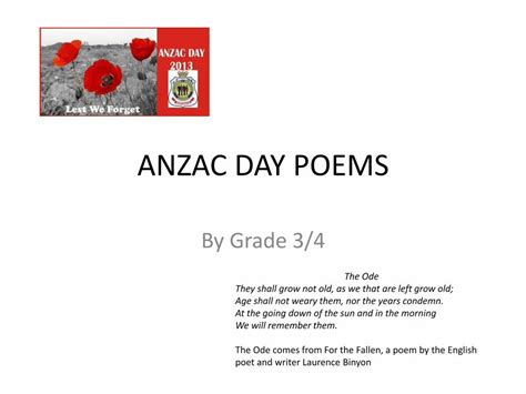 (PDF) ANZAC DAY POEMS - St Leonards Primary School · 2013-04-22 · ANZAC ...