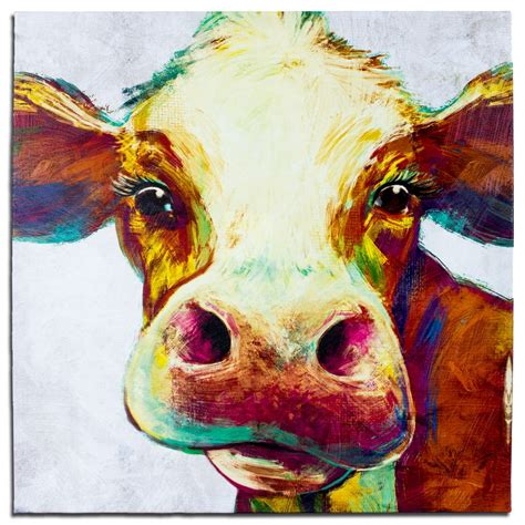 Crystal Art Cow Multicolor Animal Farmhouse Canvas Painting Wall Art ...