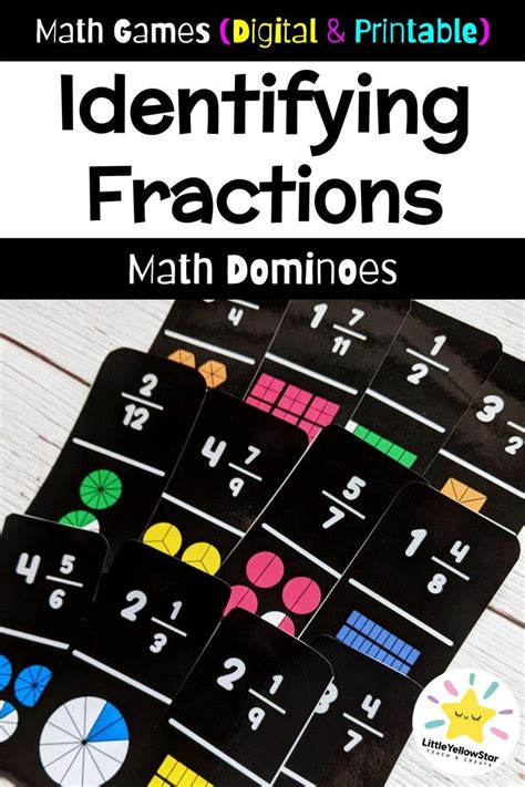 Math Games: Math Dominoes - Identifying Fractions (Digital & Printable ...