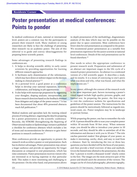 (PDF) Poster presentation at medical conferences: Points to ponder