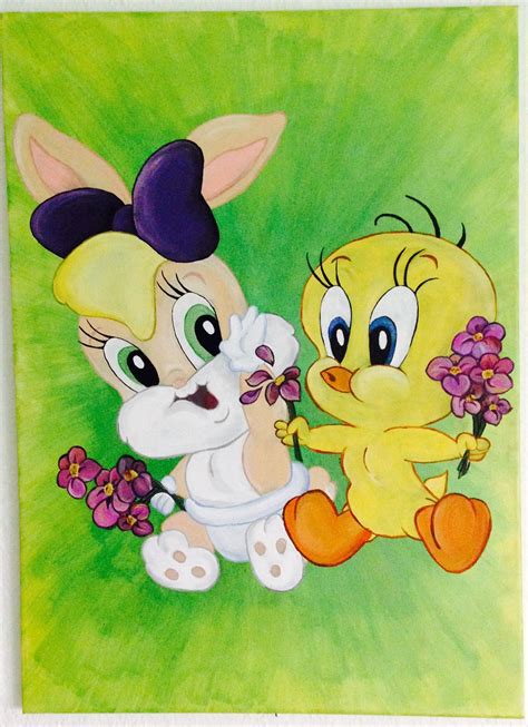 Warner Bros. Baby Lola Bunny and Tweety from looney Tunes painted with ...