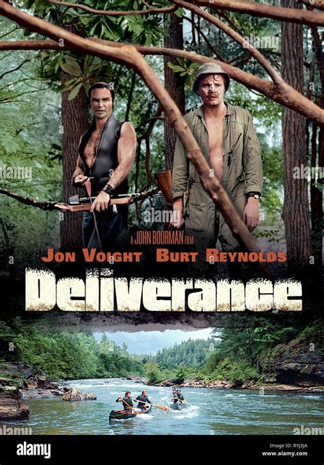 BURT REYNOLDS, JON VOIGHT MOVIE POSTER, DELIVERANCE, 1972 Stock Photo ...