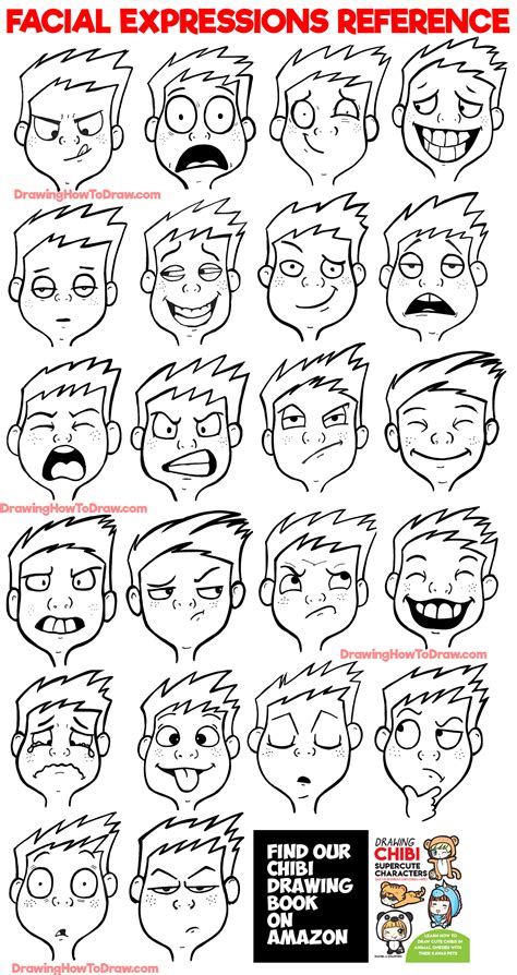 Facial Expressions and Silly Cartoon Faces Reference Sheet – How to ...