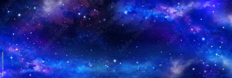 Nebula and stars in night sky banner - Space background. Stock Photo ...