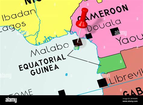 Equatorial Guinea, Malabo - capital city, pinned on political map Stock ...