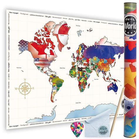 Scratch-Off World Travel Map Poster - Large World Map for Traveling ...