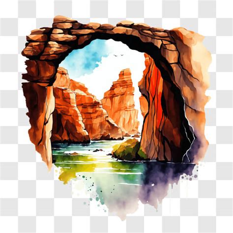 Download Grand Canyon Archway Watercolor Painting PNG Online - Creative ...