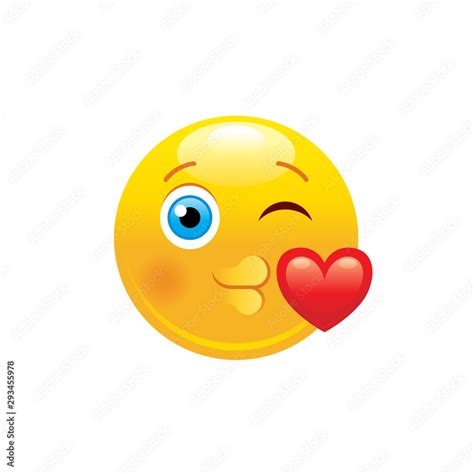 Kissing heart emoji icon. 3d face smile for love chat, message design ...