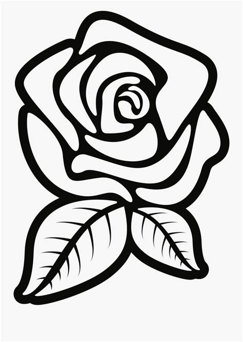 Clipart Rose Black And White - Rose Clipart Black And White Outline ...