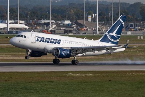 TAROM Airbus A318 YR-ASD Passenger Plane Arrival and Landing at Munich ...