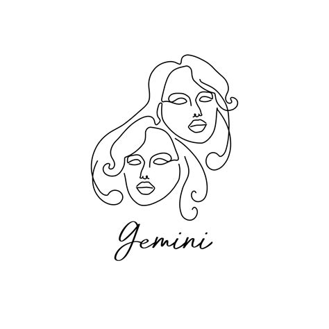 Astrology zodiac sign Gemini horoscope symbol in line art style ...