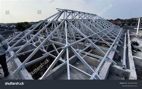 Installation Lightweight Steel Roof Trusses Stock Photo 2415367929 ...