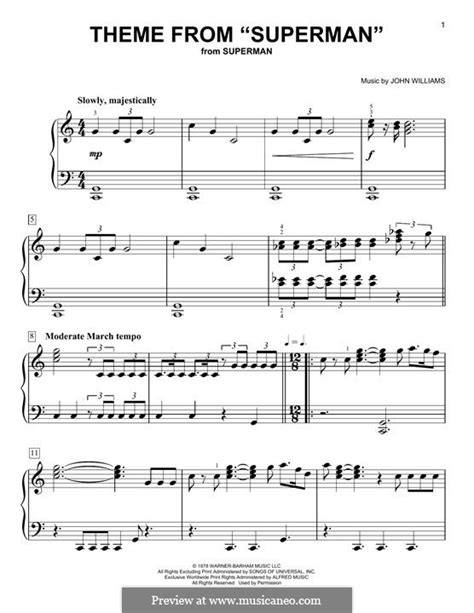 Theme from 'Superman' by J. Williams - sheet music on MusicaNeo