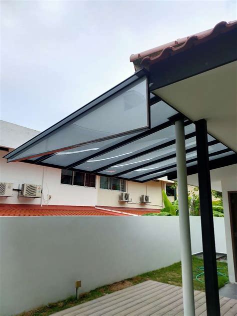 an awning on the outside of a house