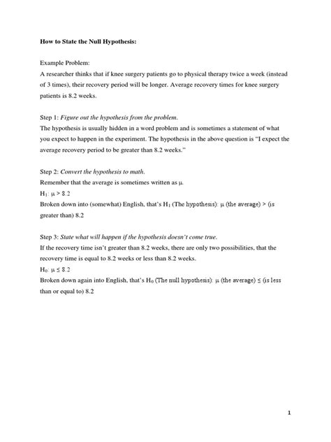 How To State The Null Hypothesis | PDF