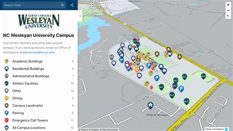 NC Wesleyan University Campus | Interactive Map