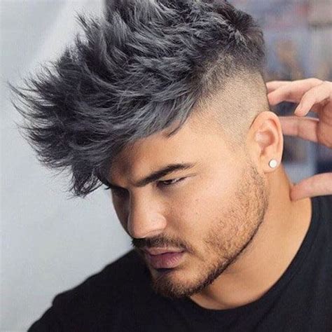 Light Grey Spiky Hair with Shaved Sides Mens Hair Colour, Hot Hair ...