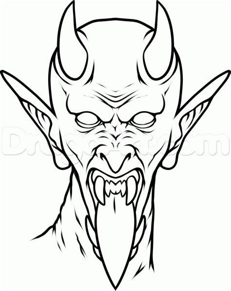 Devil outline | Demon drawings, Dark art tattoo, Skulls drawing