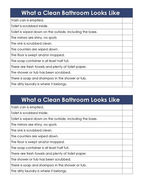 Printable Bathroom Cleaning Checklist