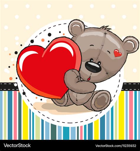 Cute teddy bear with heart Royalty Free Vector Image