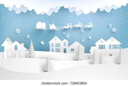 Santa Claus Deer Flying Over Small Stock Vector (Royalty Free ...