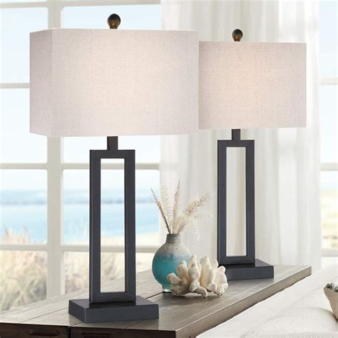 Aston Black Modern Table Lamp Set of 2 - #57V97 | Lamps Plus