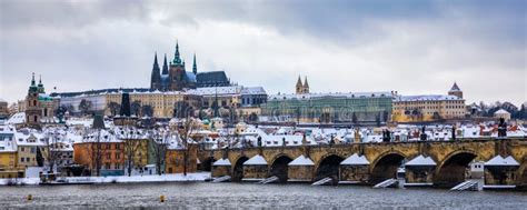 Famous Historic Charles Bridge in Winter, Old Town Bridge Tower, Prague ...