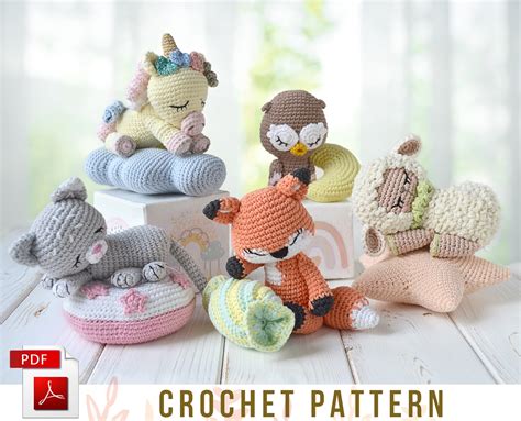 Sleeping Crochet Animals Amigurumi Crochet Pattern PDF Eng - Etsy