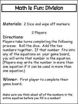 Math Games: Division Games by Fourth at 40 | Teachers Pay Teachers