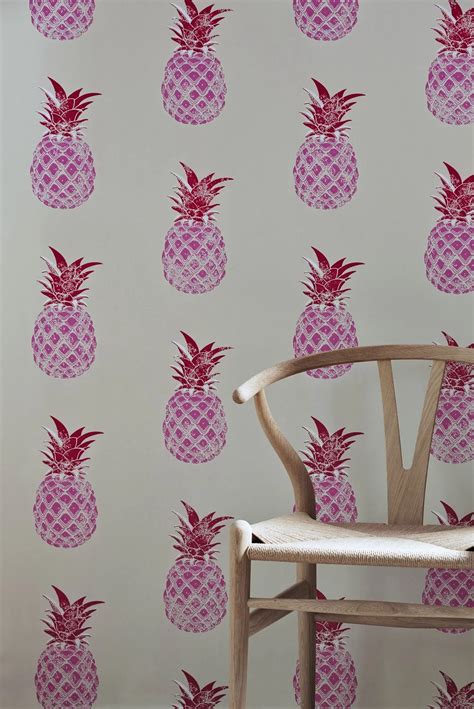 Pineapple by Barneby Gates - Red / Pink - Wallpaper : Wallpaper Direct